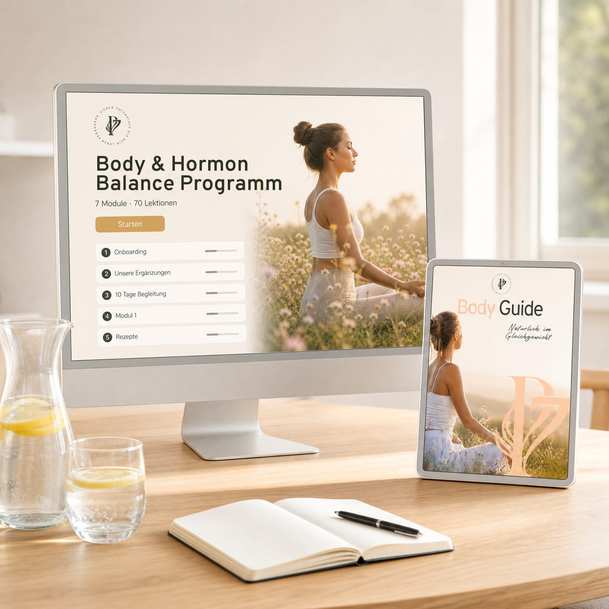 Body- und Hormon Balance Programm – Programmbereich auf Monitor und Tablet